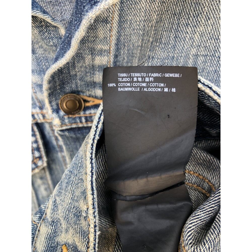 Saint Laurent Paris Sweet Dreams Shark Embroidered Denim Jacket Blue Sz S - Picture 6 of 9